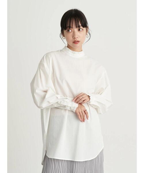 earth music&ecology(アースミュージックアンドエコロジー)の「スタンドフリルシャツ *(シャツ/ブラウス・レディース・オフホワイト/ブラック/ストライプ/その他9・FREE)」の5枚目の写真