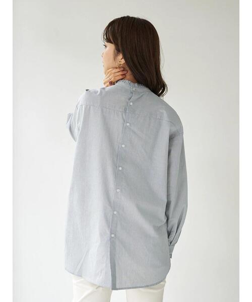 earth music&ecology(アースミュージックアンドエコロジー)の「スタンドフリルシャツ *(シャツ/ブラウス・レディース・オフホワイト/ブラック/ストライプ/その他9・FREE)」の7枚目の写真