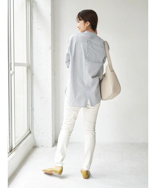 earth music&ecology(アースミュージックアンドエコロジー)の「スタンドフリルシャツ *(シャツ/ブラウス・レディース・オフホワイト/ブラック/ストライプ/その他9・FREE)」の16枚目の写真