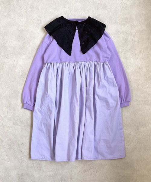 PEANUTS（ピーナッツ）の「【PEANUTS】スヌーピー/ビッグエリワンピース（90～150cm）（ワンピース・キッズ・チャコール/パープル・90/100/110/120/130/140/150）」の6枚目の写真