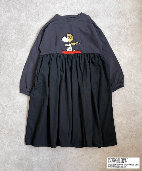 PEANUTS（ピーナッツ）の「【PEANUTS】スヌーピー/ビッグエリワンピース（90～150cm）（ワンピース・キッズ・チャコール/パープル・90/100/110/120/130/140/150）」の7枚目の写真