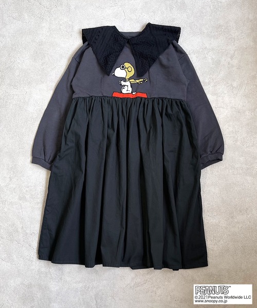 PEANUTS（ピーナッツ）の「【PEANUTS】スヌーピー/ビッグエリワンピース（90～150cm）（ワンピース・キッズ・チャコール/パープル・90/100/110/120/130/140/150）」の8枚目の写真