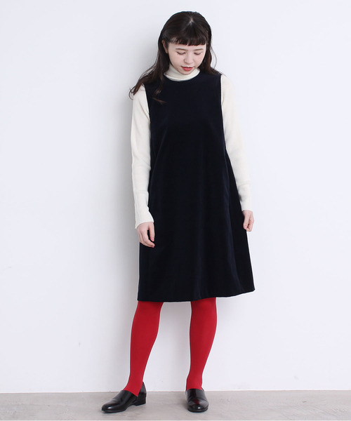 CHILD WOMAN(チャイルドウーマン)の「別珍ディアモイスト加工 ジャンスカ(ワンピース・レディース・ネイビー・FREE)」の8枚目の写真