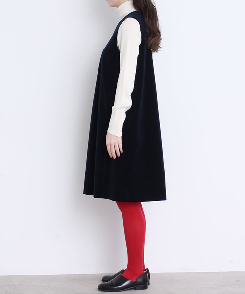 CHILD WOMAN(チャイルドウーマン)の「別珍ディアモイスト加工 ジャンスカ(ワンピース・レディース・ネイビー・FREE)」の14枚目の写真