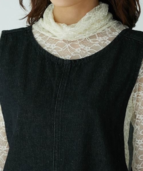 ROPE' PICNIC（ロペピクニック）の「デニムジャンパーワンピース（ジャンパースカート・レディース・ブラック/ネイビー・38/40）」の3枚目の写真