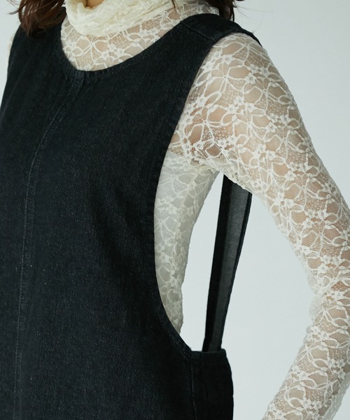 ROPE' PICNIC（ロペピクニック）の「デニムジャンパーワンピース（ジャンパースカート・レディース・ブラック/ネイビー・38/40）」の5枚目の写真