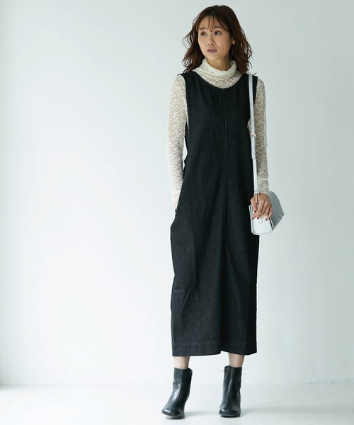 ROPE' PICNIC（ロペピクニック）の「デニムジャンパーワンピース（ジャンパースカート・レディース・ブラック/ネイビー・38/40）」の14枚目の写真