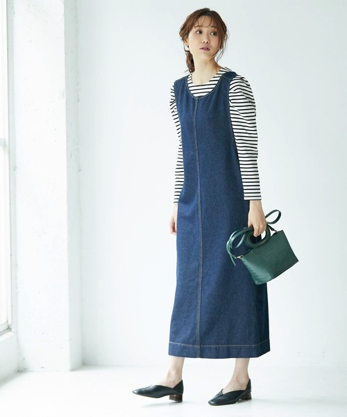 ROPE' PICNIC（ロペピクニック）の「デニムジャンパーワンピース（ジャンパースカート・レディース・ブラック/ネイビー・38/40）」の4枚目の写真