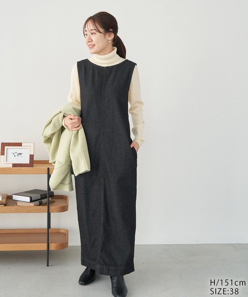 ROPE' PICNIC(ロペピクニック)の「デニムジャンパーワンピース(ジャンパースカート・レディース・ブラック/ネイビー・38/40)」の17枚目の写真