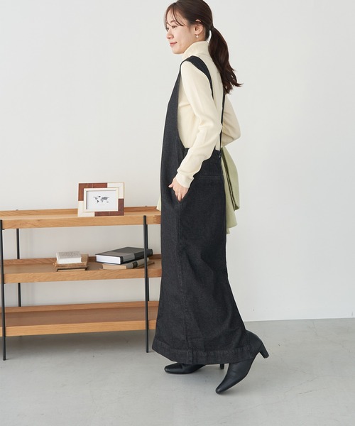 ROPE' PICNIC(ロペピクニック)の「デニムジャンパーワンピース(ジャンパースカート・レディース・ブラック/ネイビー・38/40)」の15枚目の写真