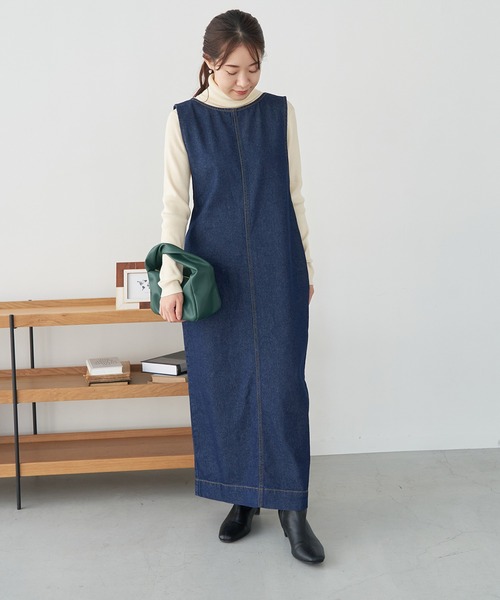 ROPE' PICNIC（ロペピクニック）の「デニムジャンパーワンピース（ジャンパースカート・レディース・ブラック/ネイビー・38/40）」の21枚目の写真