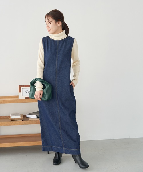 ROPE' PICNIC（ロペピクニック）の「デニムジャンパーワンピース（ジャンパースカート・レディース・ブラック/ネイビー・38/40）」の20枚目の写真