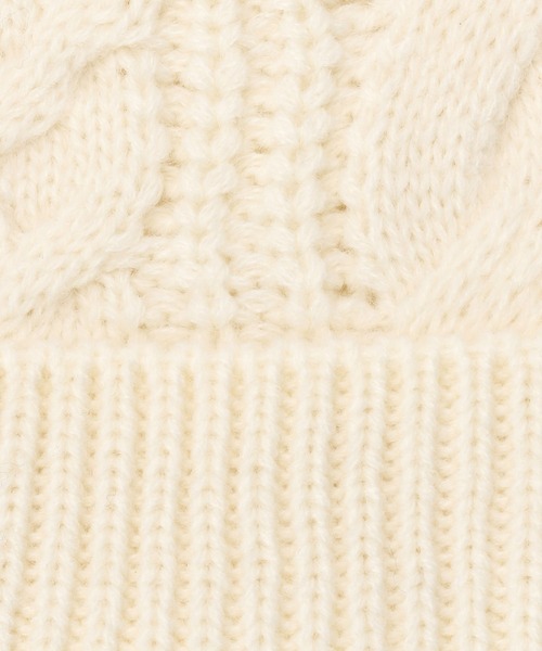 COMME CA ISM（コムサイズム）の「くま耳付き　ケーブル　ニットキャップ（ニットキャップ/ビーニー・キッズ・ホワイト/ネイビー/グレイッシュベージュ・FREE）」の6枚目の写真