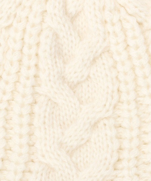 COMME CA ISM（コムサイズム）の「くま耳付き　ケーブル　ニットキャップ（ニットキャップ/ビーニー・キッズ・ホワイト/ネイビー/グレイッシュベージュ・FREE）」の5枚目の写真