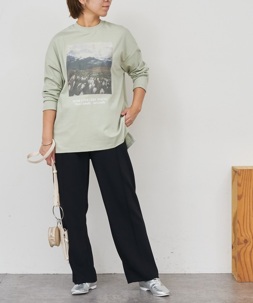 BONbazaar（ボンバザール）の「★OT★《ゆったりシルエットなのに脚長効果抜群》ピンタックイージーストレート（その他パンツ・レディース・ブラック/ホワイト系その他/グリーン・38）」の4枚目の写真