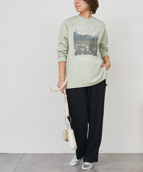 BONbazaar（ボンバザール）の「★OT★《ゆったりシルエットなのに脚長効果抜群》ピンタックイージーストレート（その他パンツ・レディース・ブラック/ホワイト系その他/グリーン・38）」の5枚目の写真