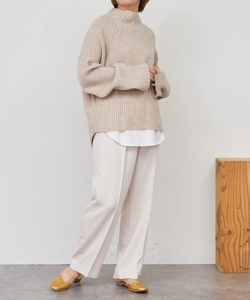 BONbazaar（ボンバザール）の「★OT★《ゆったりシルエットなのに脚長効果抜群》ピンタックイージーストレート（その他パンツ・レディース・ブラック/ホワイト系その他/グリーン・38）」の14枚目の写真