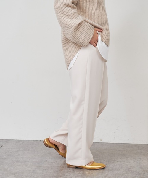 BONbazaar（ボンバザール）の「★OT★《ゆったりシルエットなのに脚長効果抜群》ピンタックイージーストレート（その他パンツ・レディース・ブラック/ホワイト系その他/グリーン・38）」の18枚目の写真