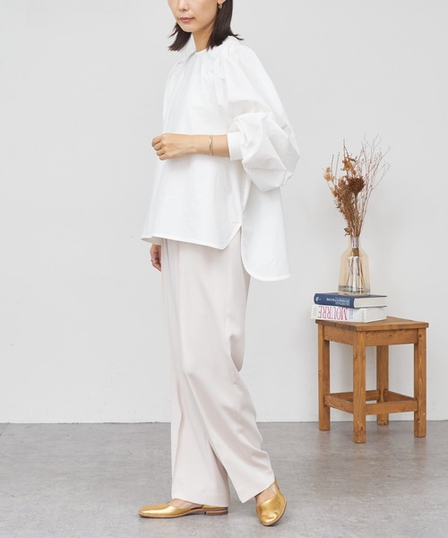 BONbazaar（ボンバザール）の「★OT★《ゆったりシルエットなのに脚長効果抜群》ピンタックイージーストレート（その他パンツ・レディース・ブラック/ホワイト系その他/グリーン・38）」の11枚目の写真