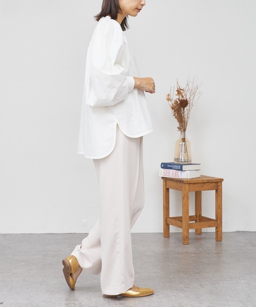BONbazaar（ボンバザール）の「★OT★《ゆったりシルエットなのに脚長効果抜群》ピンタックイージーストレート（その他パンツ・レディース・ブラック/ホワイト系その他/グリーン・38）」の12枚目の写真