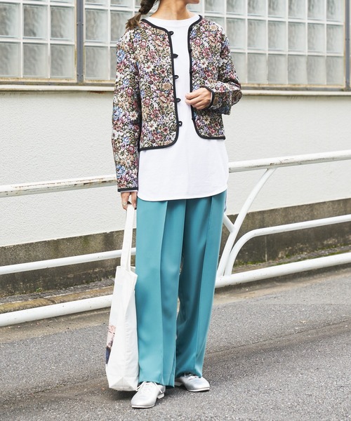 BONbazaar（ボンバザール）の「★OT★《ゆったりシルエットなのに脚長効果抜群》ピンタックイージーストレート（その他パンツ・レディース・ブラック/ホワイト系その他/グリーン・38）」の21枚目の写真
