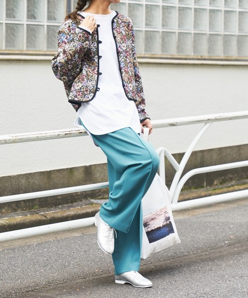 BONbazaar（ボンバザール）の「★OT★《ゆったりシルエットなのに脚長効果抜群》ピンタックイージーストレート（その他パンツ・レディース・ブラック/ホワイト系その他/グリーン・38）」の22枚目の写真