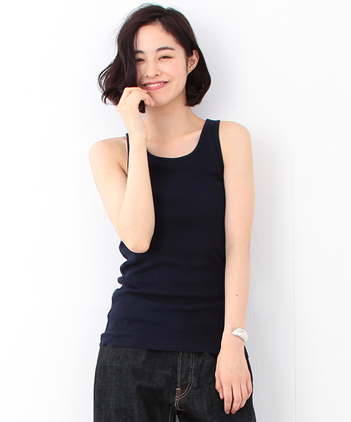 BEAMS BOY（ビームスボーイ）の「BEAMS BOY / テレコ タンクトップ（タンクトップ・レディース・ホワイト/グレー/ネイビー・ONE SIZE）」の3枚目の写真