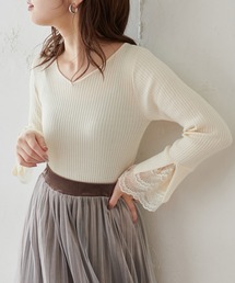 natural couture | 【WEB限定・大好評リバイバルアイテム】前後2WAY袖口レースリブニット(ニット/セーター)