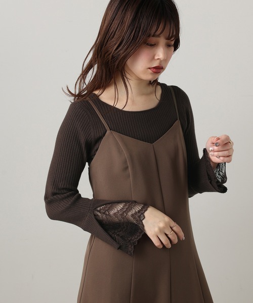 natural couture(ナチュラルクチュール)の「【WEB限定・大好評リバイバルアイテム】前後2WAY袖口レースリブニット(ニット/セーター・レディース・ネイビー/ブラウン/ブラック/アイボリー・FREE)」の7枚目の写真