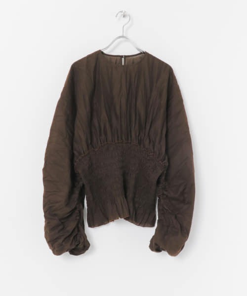 iI（アイ）の「iI　shirring blouse（シャツ/ブラウス・レディース・ブラック/ダークブラウン/オフホワイト・ONE）」の3枚目の写真