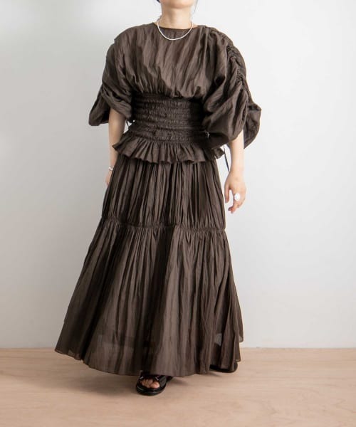 iI（アイ）の「iI　shirring blouse（シャツ/ブラウス・レディース・ブラック/ダークブラウン/オフホワイト・ONE）」の16枚目の写真