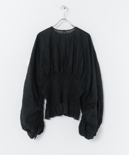 iI（アイ）の「iI　shirring blouse（シャツ/ブラウス・レディース・ブラック/ダークブラウン/オフホワイト・ONE）」の14枚目の写真