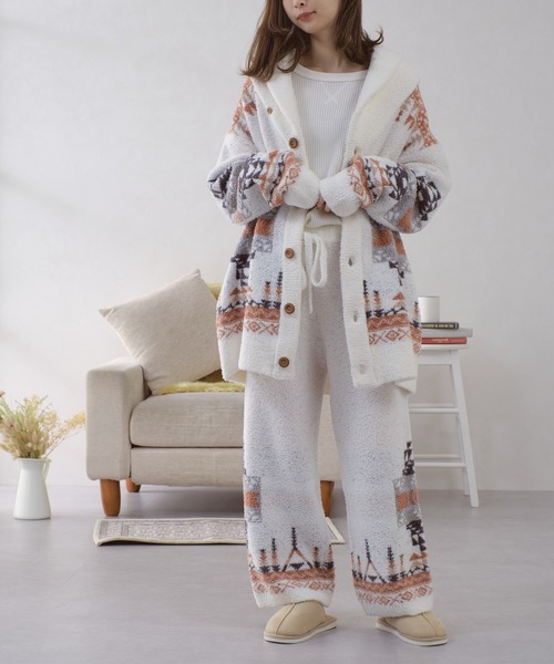 acro（アクロ）の「ジャガード柄ニットパンツ/AC1265（ルームウェア/パジャマ・レディース・アイボリー・ﾌﾘ-）」の2枚目の写真