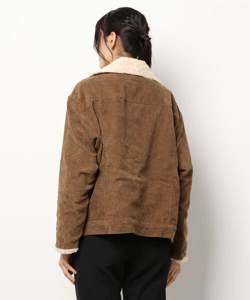 aimoha（アイモハ）の「レトロコーデュロイ裏モコモコ厚手ムートンコート（ムートンコート・レディース・ベージュ/オフホワイト・FREE）」の5枚目の写真