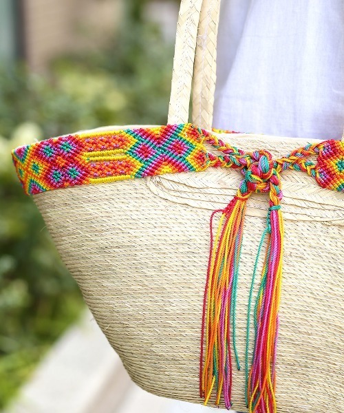チチカカ（チチカカ）の「メキシコテープパルマバッグ（かごバッグ・レディース・ベージュ・FREE）」の16枚目の写真