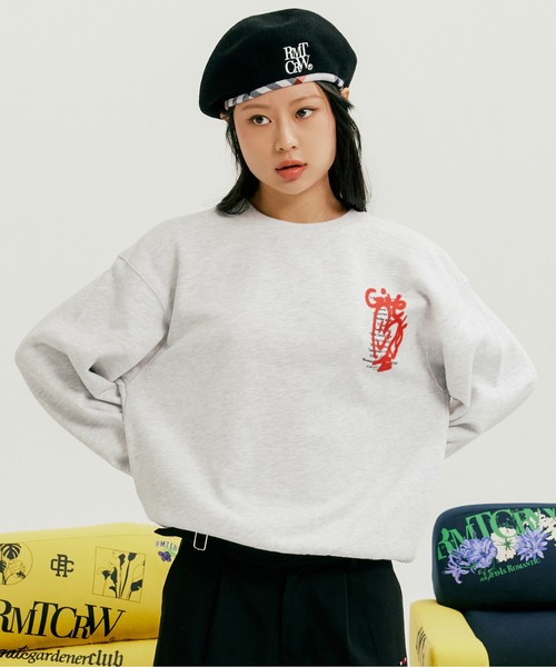 ROMANTIC CROWN(ロマンティッククラウン)の「【ROMANTIC CROWN】GIVE LOVE SWEAT SHIRT / ロマンティッククラウン ギブ ラブ スウェットシャツ(スウェット・メンズ・ライトグレー/ブラック/ライトイエロー・SMALL/MEDIUM/LARGE/X-LARGE)」の3枚目の写真
