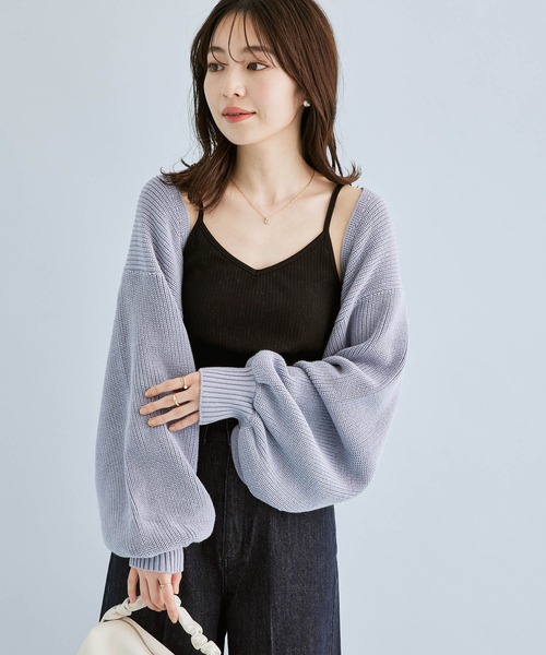 VIS（ビス）の「ショート丈ですっきり、ボレロニットカーディガン（カーディガン/ボレロ・レディース・サックスブルー/キナリ・FREE）」の7枚目の写真