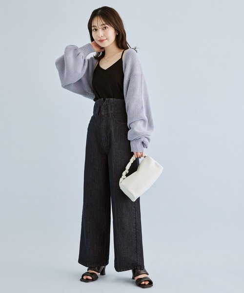 VIS（ビス）の「ショート丈ですっきり、ボレロニットカーディガン（カーディガン/ボレロ・レディース・サックスブルー/キナリ・FREE）」の9枚目の写真