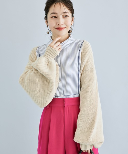 VIS（ビス）の「ショート丈ですっきり、ボレロニットカーディガン（カーディガン/ボレロ・レディース・サックスブルー/キナリ・FREE）」の12枚目の写真