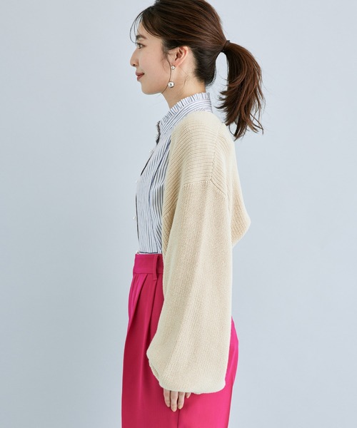 VIS（ビス）の「ショート丈ですっきり、ボレロニットカーディガン（カーディガン/ボレロ・レディース・サックスブルー/キナリ・FREE）」の6枚目の写真