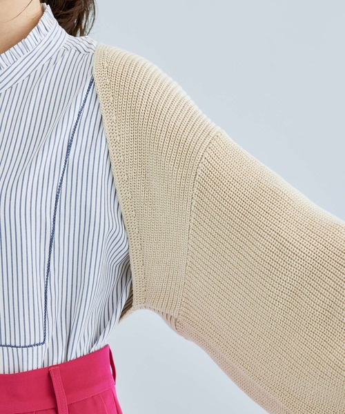 VIS（ビス）の「ショート丈ですっきり、ボレロニットカーディガン（カーディガン/ボレロ・レディース・サックスブルー/キナリ・FREE）」の5枚目の写真