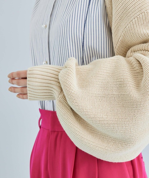 VIS（ビス）の「ショート丈ですっきり、ボレロニットカーディガン（カーディガン/ボレロ・レディース・サックスブルー/キナリ・FREE）」の15枚目の写真