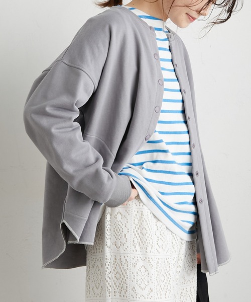 PUAL CE CIN(ピュアルセシン)の「裏毛カーディガン(カーディガン/ボレロ・レディース・ホワイト/グレー/ミント/イエロー・FREE)」の3枚目の写真