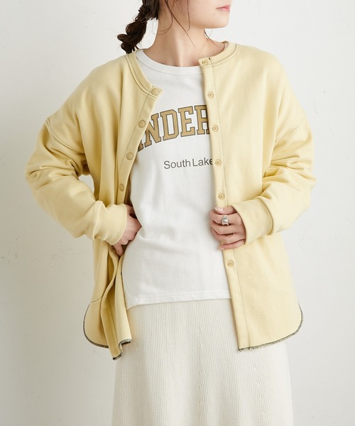 PUAL CE CIN(ピュアルセシン)の「裏毛カーディガン(カーディガン/ボレロ・レディース・ホワイト/グレー/ミント/イエロー・FREE)」の1枚目の写真