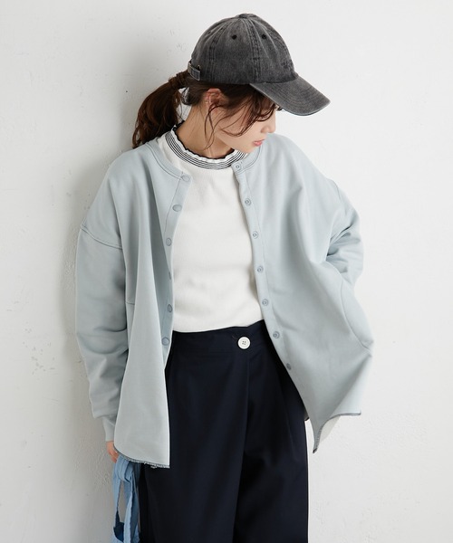 PUAL CE CIN(ピュアルセシン)の「裏毛カーディガン(カーディガン/ボレロ・レディース・ホワイト/グレー/ミント/イエロー・FREE)」の4枚目の写真