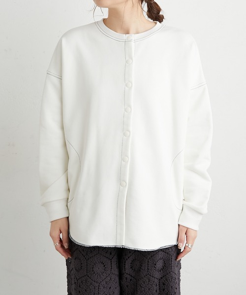 PUAL CE CIN(ピュアルセシン)の「裏毛カーディガン(カーディガン/ボレロ・レディース・ホワイト/グレー/ミント/イエロー・FREE)」の5枚目の写真