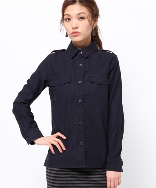 A part by（アパートバイ）の「BサテンミリタリーシャツL/S　　558136（シャツ/ブラウス・レディース・カーキ/ネイビー・MEDIUM/LARGE）」の11枚目の写真