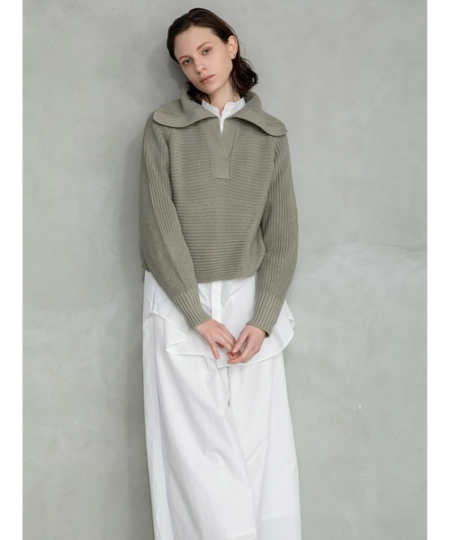 enchainement(アンシェヌマン)の「Big Collar Pullover(ニット/セーター・レディース・ブラック/オフホワイト/カーキ・フリー)」の3枚目の写真