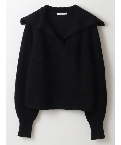 enchainement(アンシェヌマン)の「Big Collar Pullover(ニット/セーター・レディース・ブラック/オフホワイト/カーキ・フリー)」の1枚目の写真