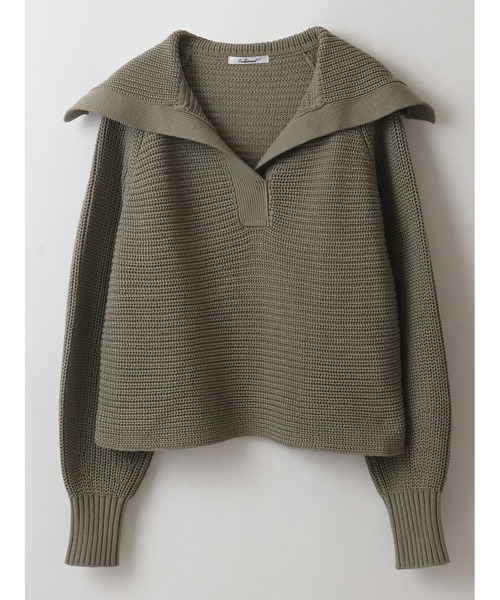 enchainement(アンシェヌマン)の「Big Collar Pullover(ニット/セーター・レディース・ブラック/オフホワイト/カーキ・フリー)」の6枚目の写真